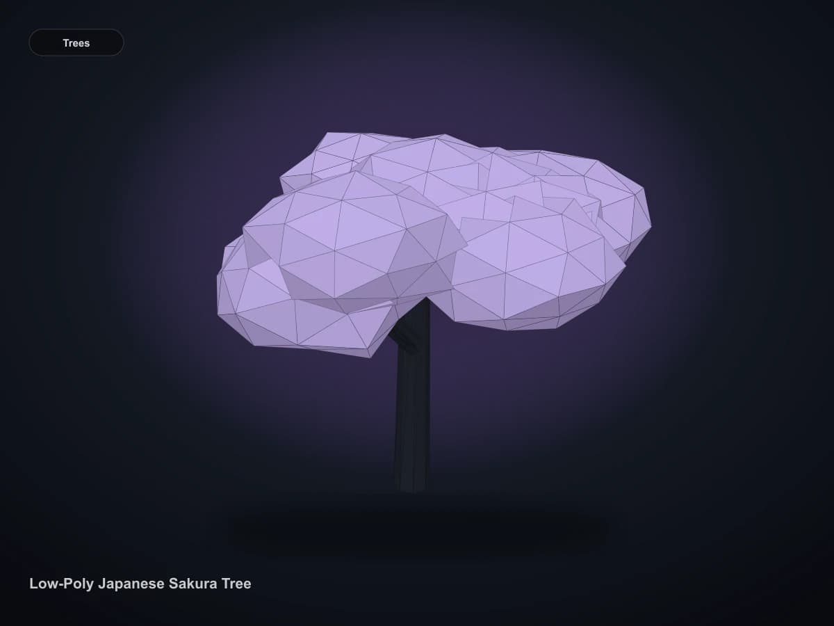 Low-Poly Japanese Sakura Tree rendered from the downloadable GLB geometry